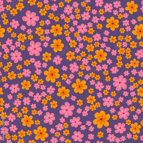 abstract seamless pattern of flowers on a purple background. For prints, cards, invitations, birthday, holidays, party, celebration, wedding, Valentine's day.