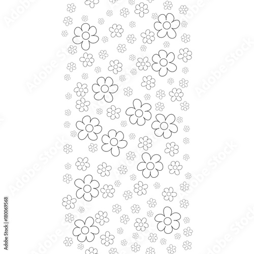 Fototapeta Naklejka Na Ścianę i Meble -  Black and White Ditsy Pattern with Small Flowers for Seamless Texture. Feminine Ornament for Textile, Fabric, Wallpaper.