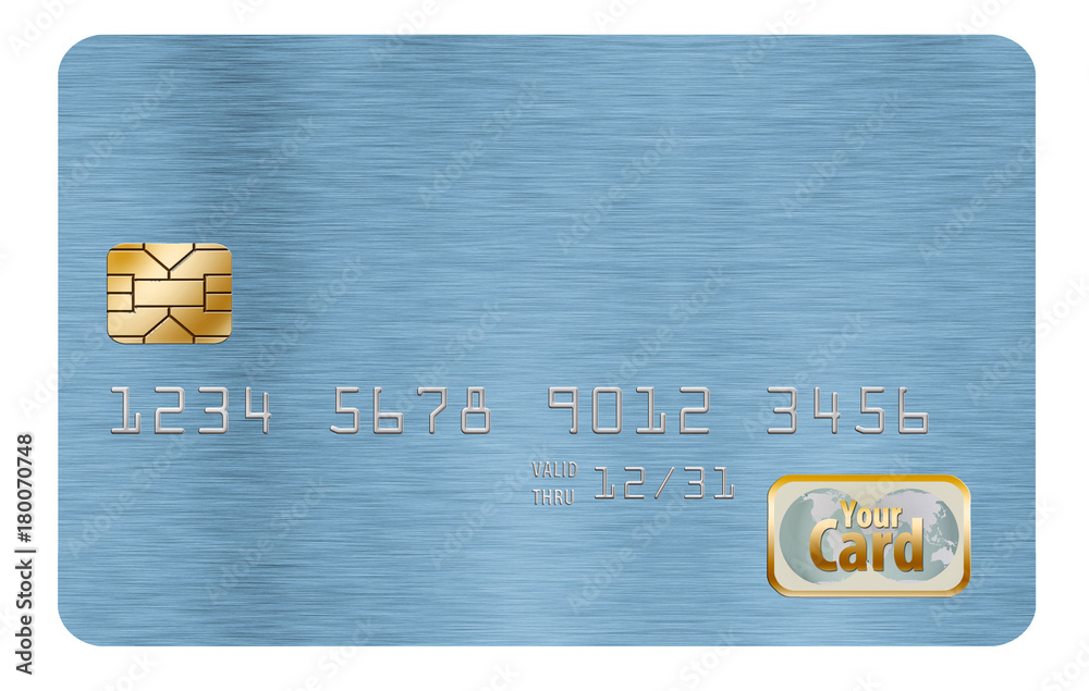 Blank credit card or debit card with chip, number and generic logo on a white background. You fill in the name of card, type of card, etc. Blank credit card or debit card with chip, number and generic logo on a white background. You fill in the name of card, type of card, etc.