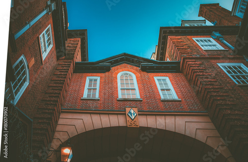 Historic Building in Cambridge, UK in vintage color
