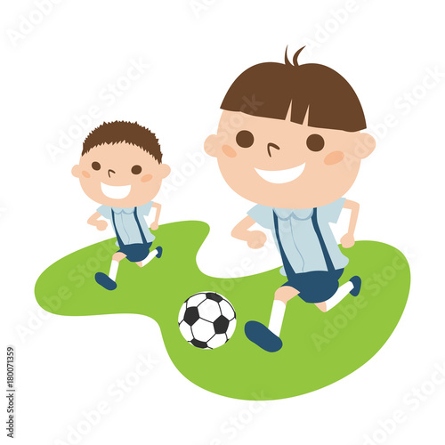 Illustrations of boys playing football