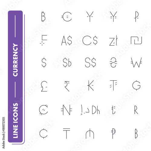 Line icons set. Currency 