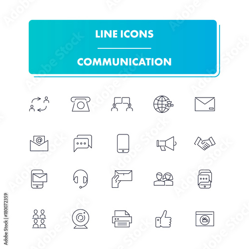 Line icons set. Communication