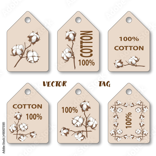Vector tags cotton branch