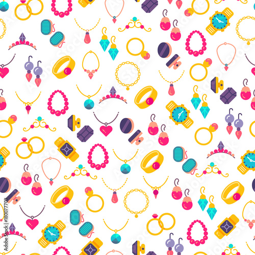 Colorful jewelry icons seamless pattern