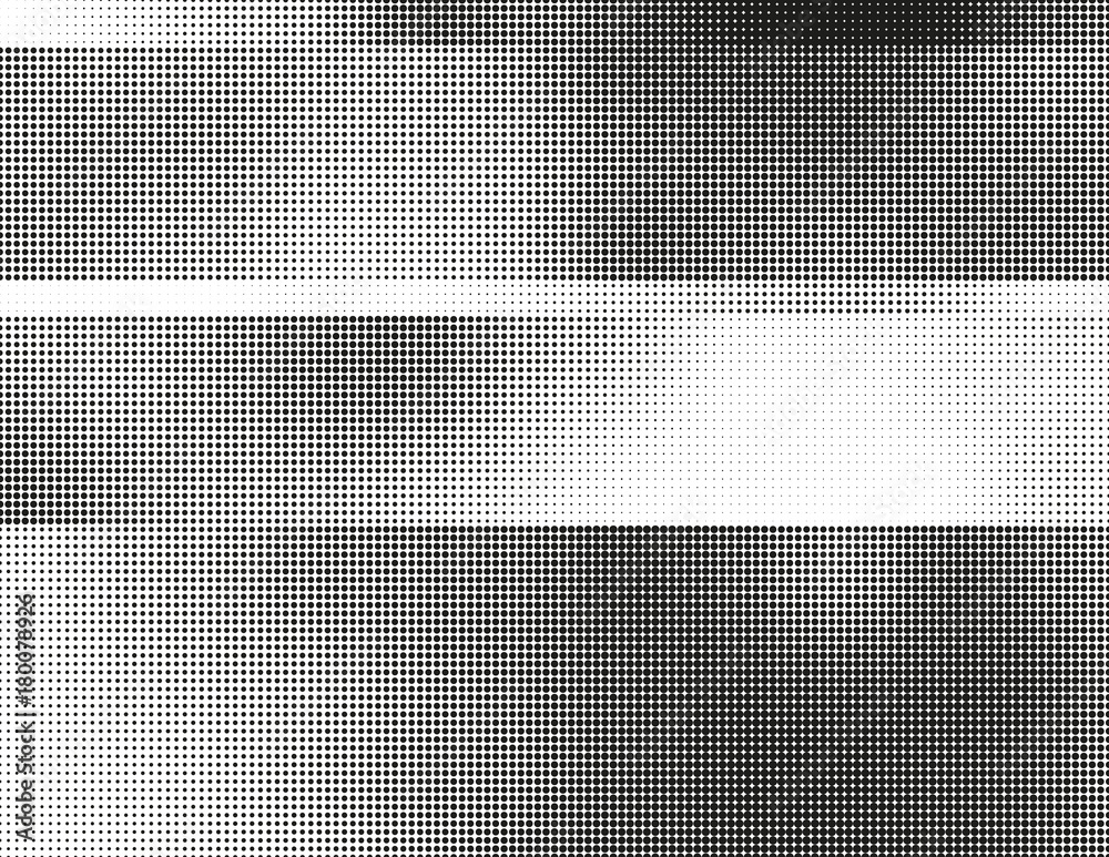 Black and white vector halftone background. Modern abstract illustration. Chaotic glitched grid of dots with different size. Segmented graphic gradient made of round particles. Element of design. Black and white vector halftone background. Modern abstract illustration. Chaotic glitched grid of dots with different size. Segmented graphic gradient made of round particles. Element of design.