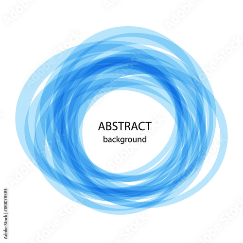 Abstract background with blue circles. Blue line on white background. Vector illustration abstract banner for web and print. Vector blue swirl. 