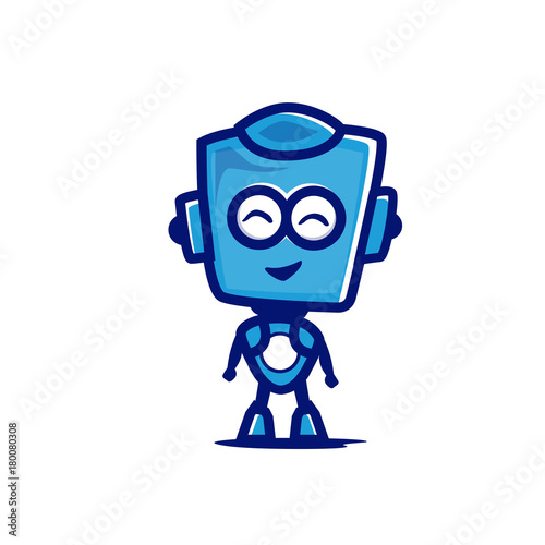 cute robot character, cute robot symbol, full body robot illustration, symbol design, isolated on white background.