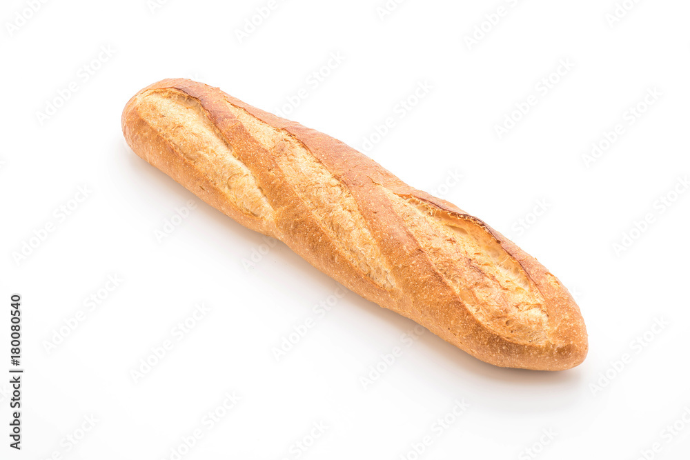 baguette bread on white background