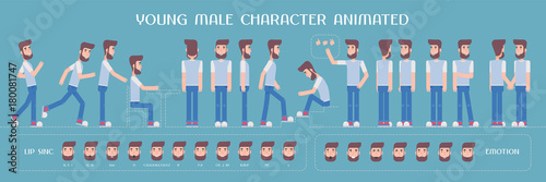 Set of vector elements for man, guy character creation and animation