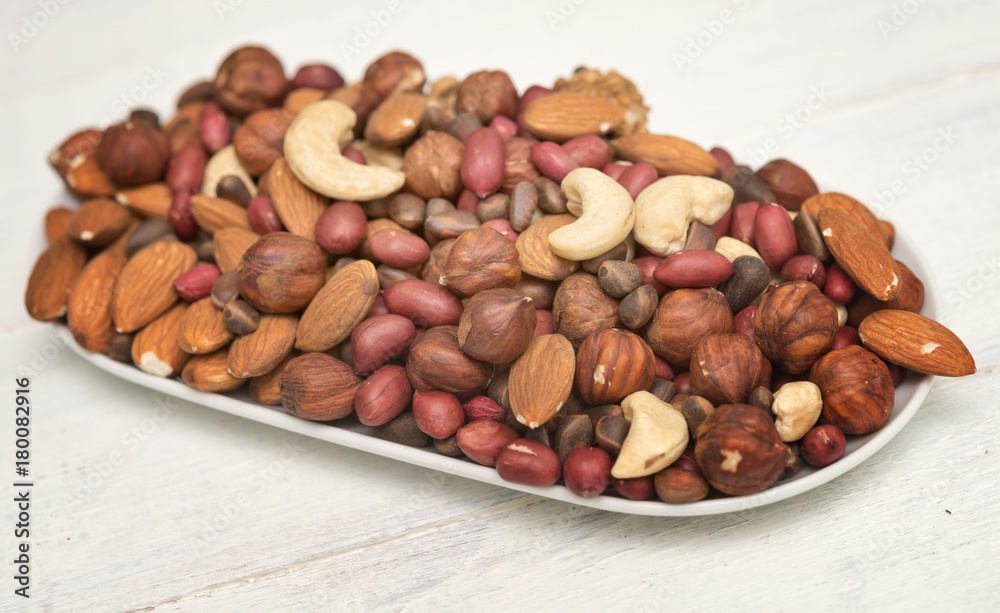 mixed nuts on a plate mixed nuts on a plate