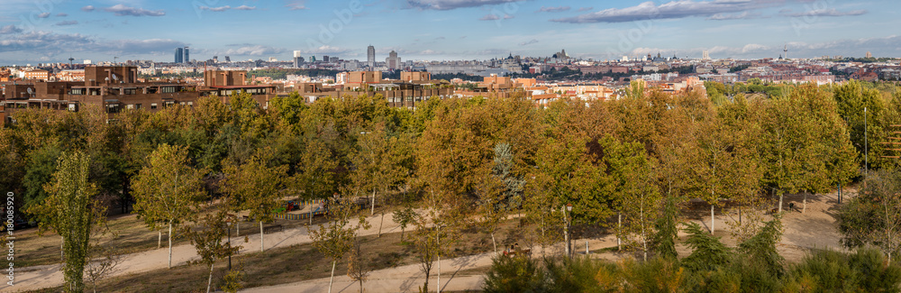 Madrid skyline seen from the viewpoint of La Latina park