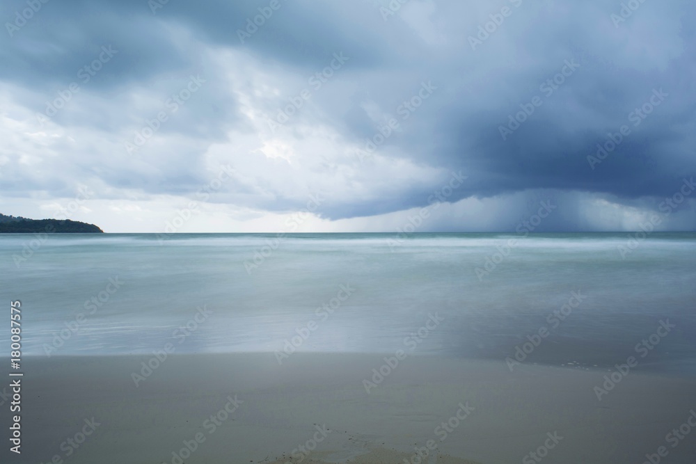 Storm over the sea in rainy season