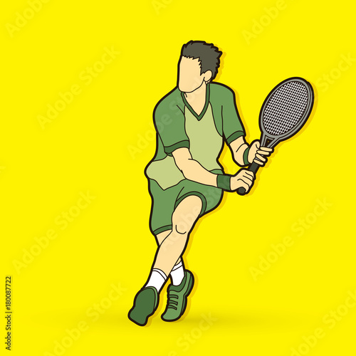 Man tennis player action graphic vector. © sila5775