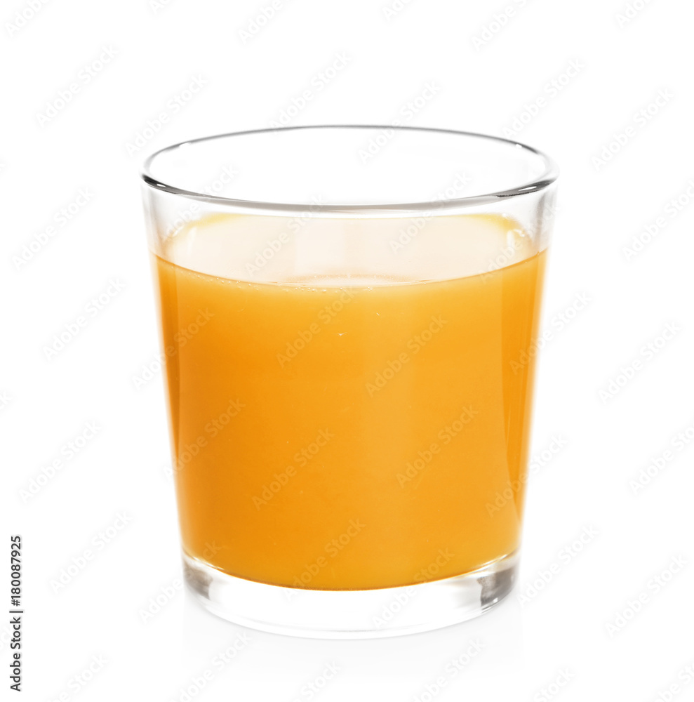 Glass of fresh orange juice on white background Glass of fresh orange juice on white background