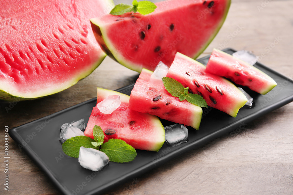 Tasty sliced watermelon on table Tasty sliced watermelon on table