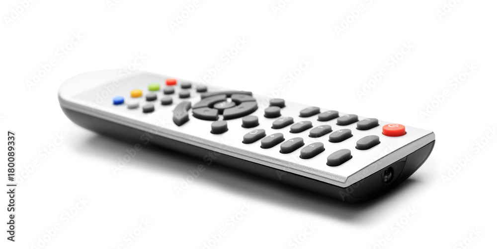 Modern TV remote control, isolated on white Modern TV remote control, isolated on white