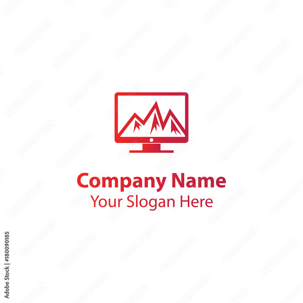 computer mountain logo design computer mountain logo design