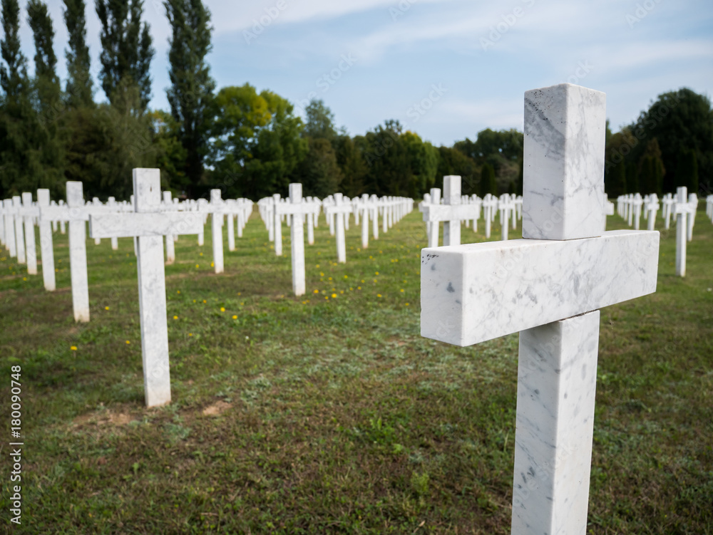 Stone crosses on memorial cemetery in Vukovar