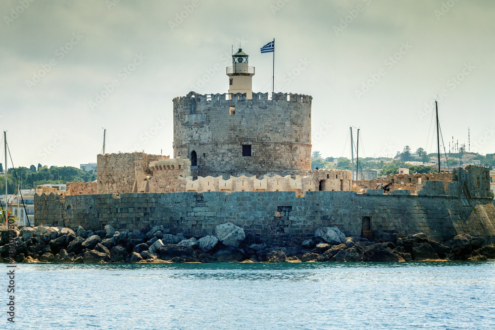 View from the sea to the old Greek fortress