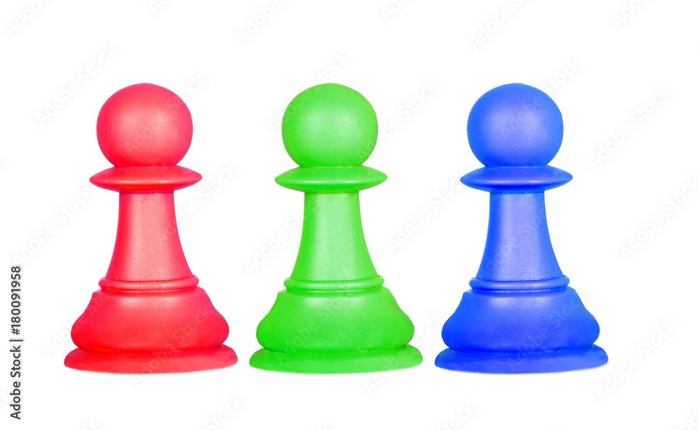 The color pawns, chess pieces The color pawns, chess pieces