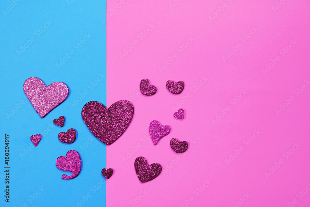 Red hearts on two tone background, Valentines day background