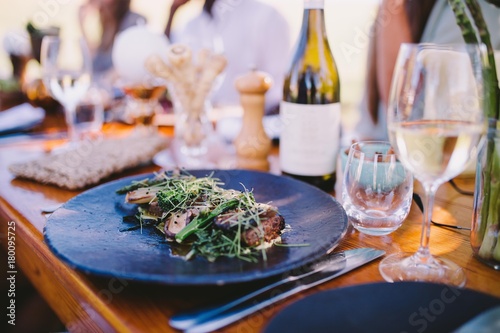 Dinner Party with wine and tasty food