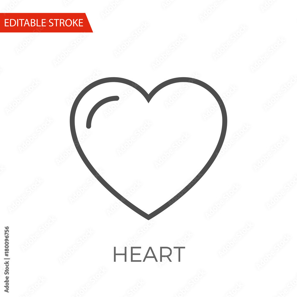 Heart Thin Line Vector Icon. Flat Icon Isolated on the White Background. Editable Stroke EPS file. Vector illustration.