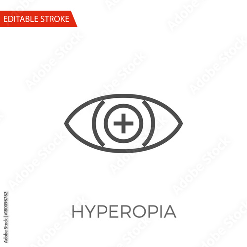 Hyperopia Thin Line Vector Icon. Flat Icon Isolated on the White Background. Editable Stroke EPS file. Vector illustration.