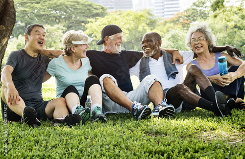 Senior Group Friends Exercise Relax Concept