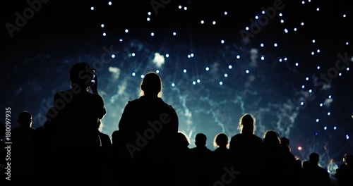 Crowd watching fireworks