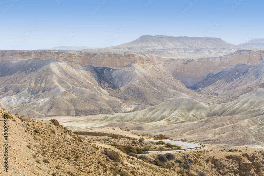 Wadis and craters of Israel desert.
