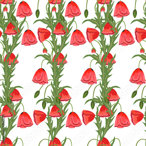 Seamless pattern with red poppies. Vintage floral background for textile  cover  wallpaper  gift packaging  printing.Romantic design for calico  silk  home textiles.