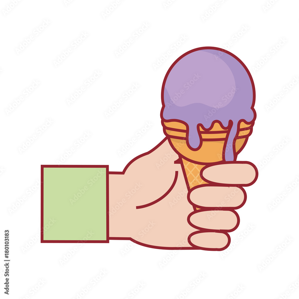 hand with ice cream icon over white background colorful design vector illustration hand with ice cream icon over white background colorful design vector illustration