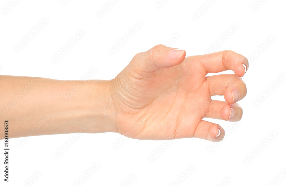Woman hand like holding bottle or something else Woman hand like holding bottle or something else