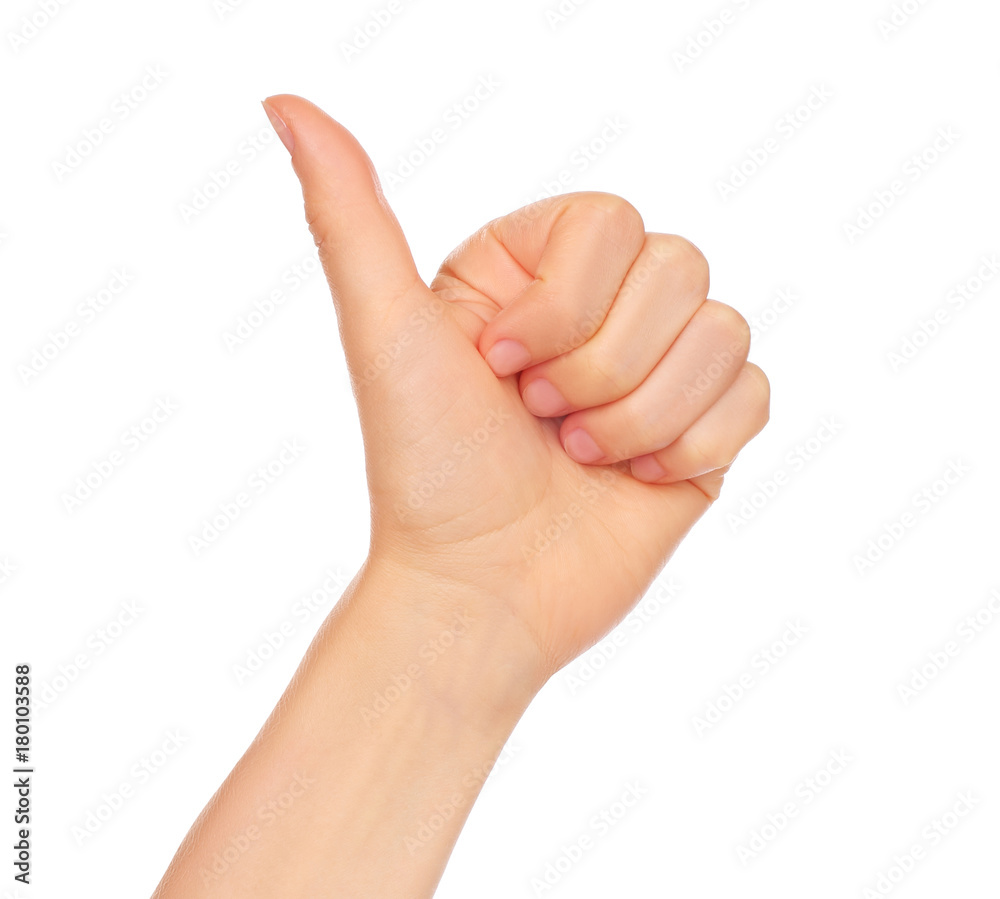Woman hand on white background Woman hand on white background