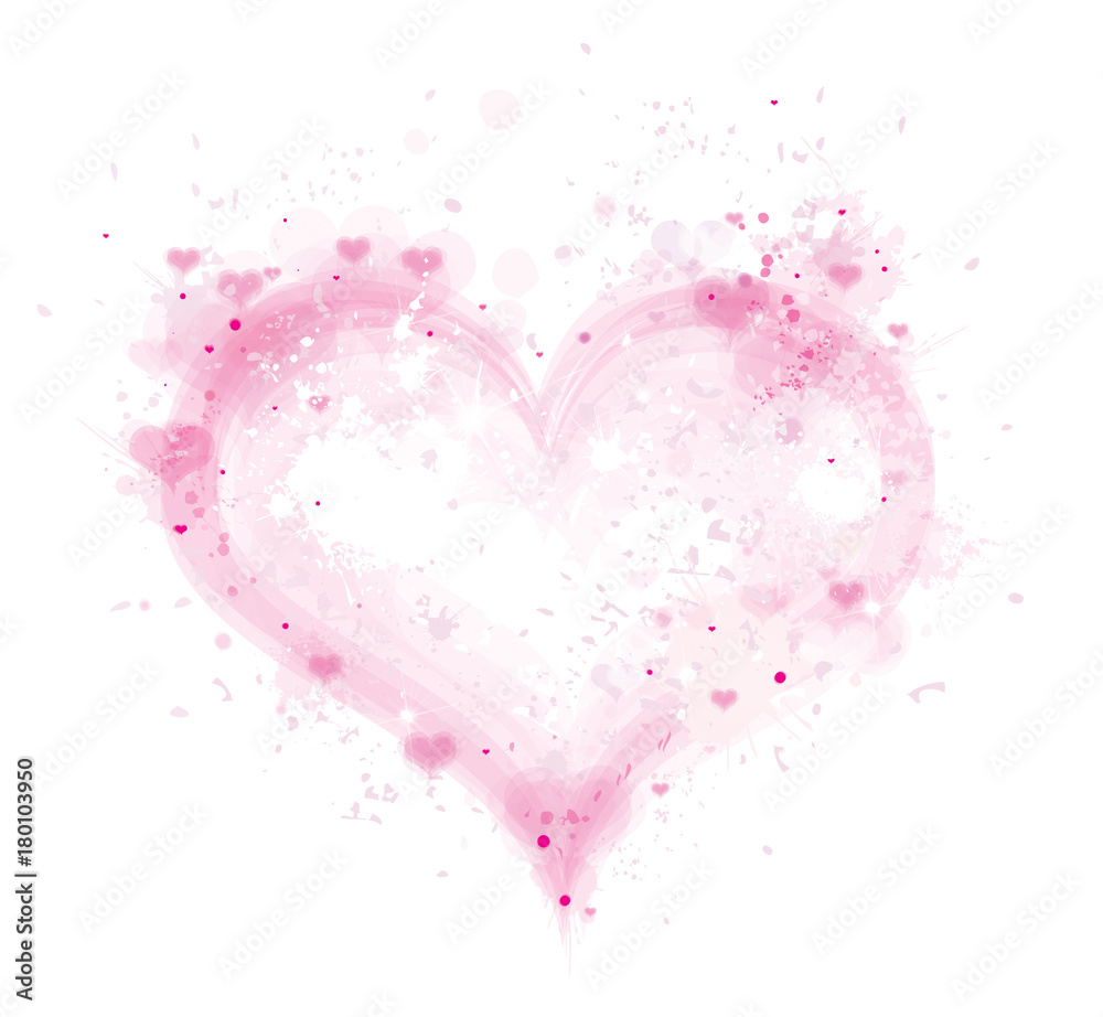Vector pink, splashing heart frame isolated. Vector pink, splashing heart frame isolated.