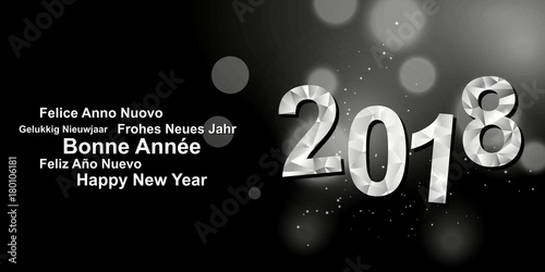 Carte de vœux 2018 noir diamant - Wishes New Year 2018 black