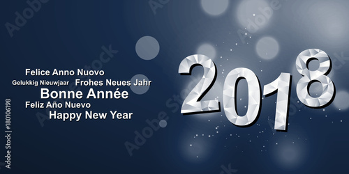 Carte de vœux 2018 bleu diamant - Wishes New Year 2018 blue