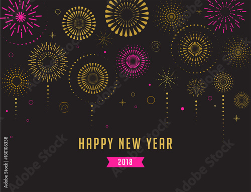 Happy New Year, Fireworks and celebration poster