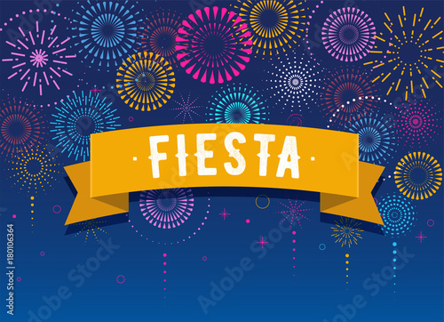 Fiesta, Fireworks and celebration background, winner, victory poster design