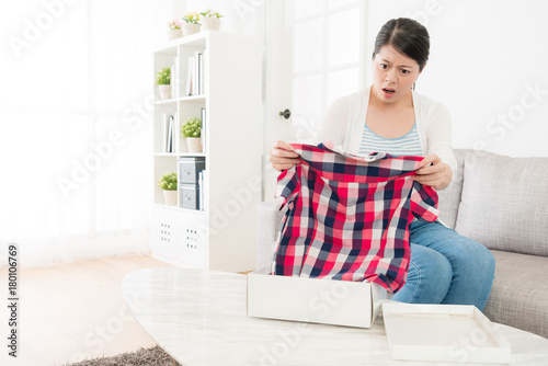 beautiful woman received online shopping package