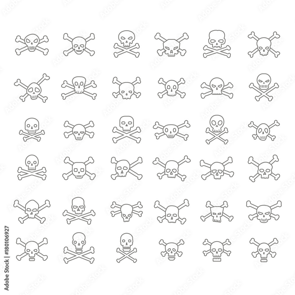 Fototapeta premium set of monochrome icons with skulls for your design