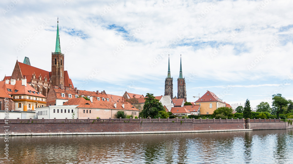Fototapeta view of Churches in Ostrow Tumski in Wroclaw