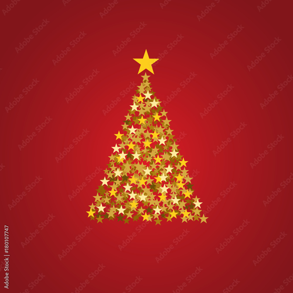 Festive poster Christmas background with copy space. Golden stars on red Festive poster Christmas background with copy space. Golden stars on red