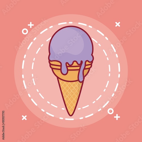 ice cream icon over orange background colorful design vector illustration