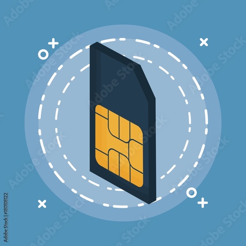 sim card icon over blue background colorful design vector illustration