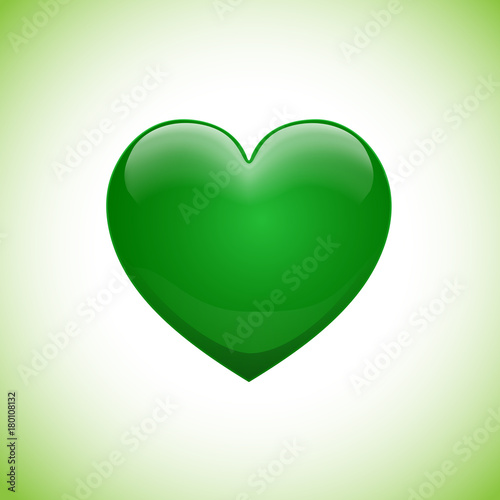 Vector sign shiny green heart, emerald, precious stone