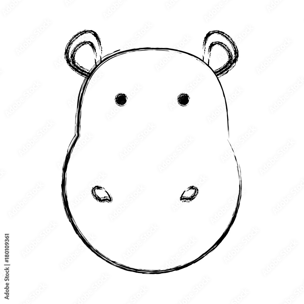 cartoon hippopotamus icon over white background vector illustration