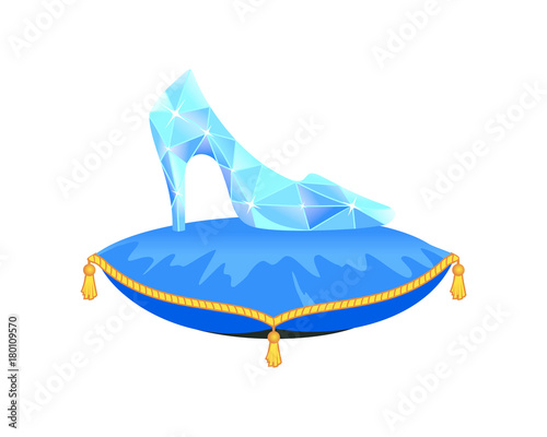  Crystal Cinderella's slipper on blue pillow